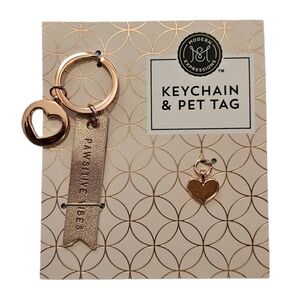 *NEW* Modern Expressions 2-pc Champagne/Rose Gold Heart Keychain & Pet Tag